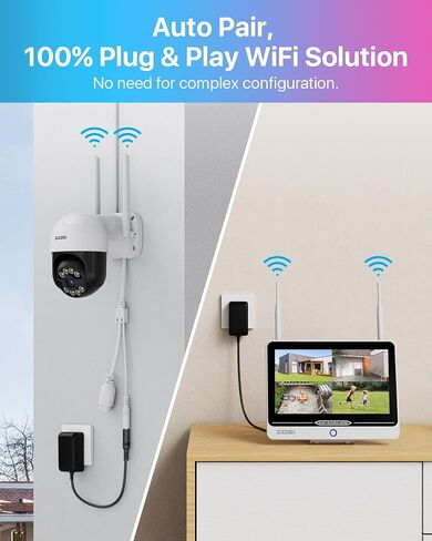 ZOSI 3K 5MP Pan/Tilt WiFi Security Camera, C296 Plug-in Home Surveillance Camera Outdoor, Person Vehicle Detection, Human Tracking, Night Vision, 2 Way Audio, Floodlight Siren, Cloud & SD Card Storage in Saudi Arabia