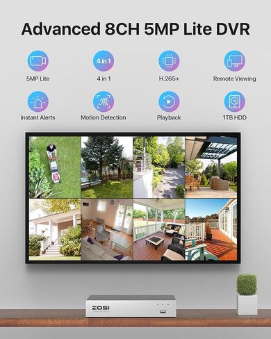 كاميرا ZOSI 3K 5MP Pan/Tilt WiFi Security Camera، C296 Plug-in Home Surveillance Camera Outdoor، اكتشاف مركبة الشخص، تتبع الإنسان، رؤية ليلية، صوت ثنائي الاتجاه، صفارة الإنذار الكاشفة، تخزين السحابة وبطاقة SD in Saudi Arabia