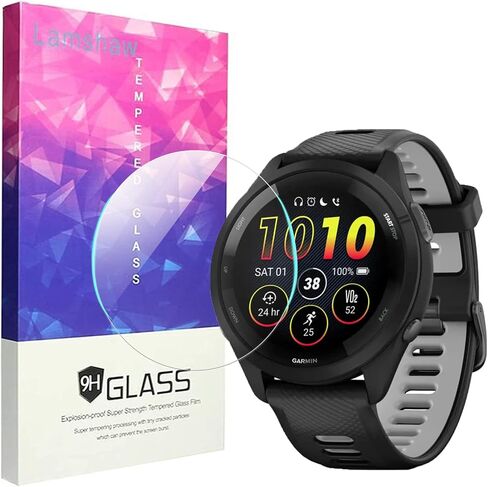 Compatible for Garmin Forerunner 265S Screen Protector, [3 Pack] 9H Tempered Glass Screen Protector Film Compatible for Garmin Forerunner 265S 42mm / Forerunner 265 46mm (3 pack glass-Garmin 265 46mm) in Saudi Arabia