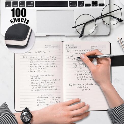 دفتر يوميات جلدي، 200 صفحة دفتر ملاحظات مسطر A5 غلاف فني يوميات للنساء والرجال والسفر المدرسي والأعمال التجارية باللون الأسود in Kuwait