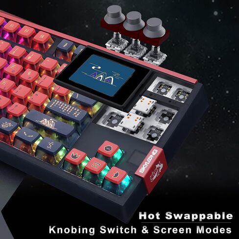 MOLGRIA SKYLOONG GK87 Jellyfish Pudding Keycaps RGB Backlit Gaming Keyboard, Hot Swappable Red Machinery Gateron Switches, Triple-Mold Connection with Knobs and LCD Display Mechanical Keyboard in Saudi Arabia