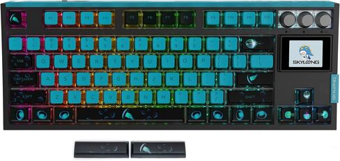 MOLGRIA SKYLOONG GK87 Jellyfish Pudding Keycaps RGB Backlit Gaming Keyboard, Hot Swappable Red Machinery Gateron Switches, Triple-Mold Connection with Knobs and LCD Display Mechanical Keyboard in Saudi Arabia