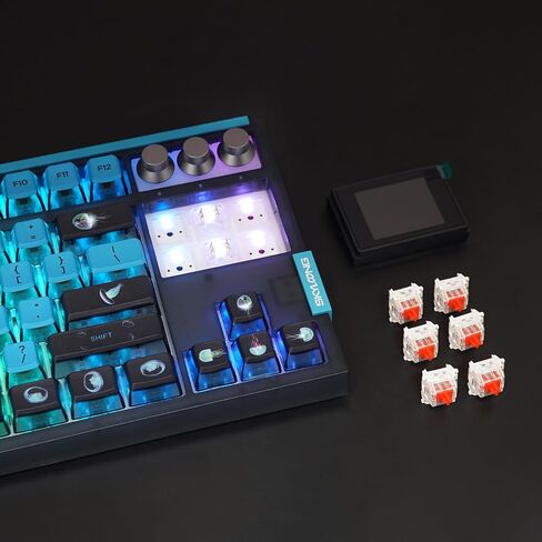 MOLGRIA SKYLOONG GK87 Jellyfish Pudding Keycaps RGB Backlit Gaming Keyboard, Hot Swappable Red Machinery Gateron Switches, Triple-Mold Connection with Knobs and LCD Display Mechanical Keyboard in Saudi Arabia