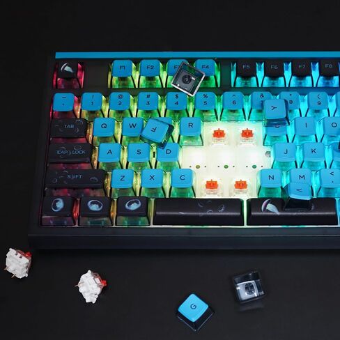 MOLGRIA SKYLOONG GK87 Jellyfish Pudding Keycaps RGB Backlit Gaming Keyboard, Hot Swappable Red Machinery Gateron Switches, Triple-Mold Connection with Knobs and LCD Display Mechanical Keyboard in Saudi Arabia