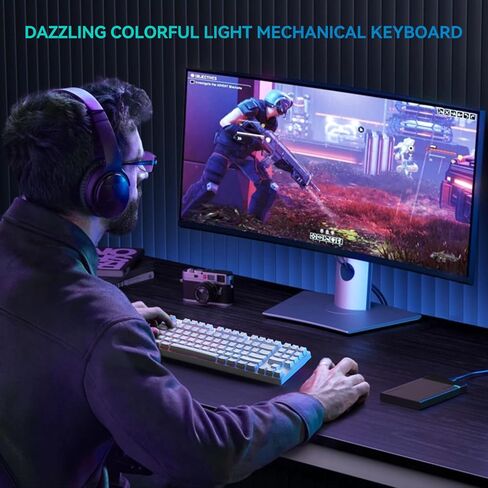 X56 Wireless Mechanical Keyboard 2.4GHz/Bluetooth/USB-C Hot-Swappable Gaming Keyboard RGB Backlight 89 Key Layout Full Key Rollover Anti-ghosting Unique RGB Sidelight Design (White) in Saudi Arabia