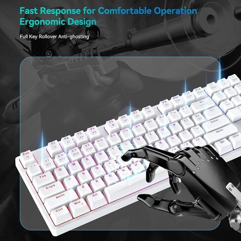 X56 Wireless Mechanical Keyboard 2.4GHz/Bluetooth/USB-C Hot-Swappable Gaming Keyboard RGB Backlight 89 Key Layout Full Key Rollover Anti-ghosting Unique RGB Sidelight Design (White) in Saudi Arabia