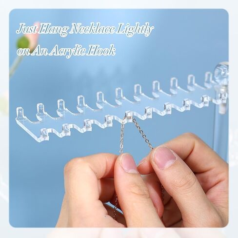 OAOLEER Acrylic Necklace Organizer， Clear Necklace Holder Stand， Jewelry Organizer Display Hanger Rack with Bilateral Hooks for Necklaces Pendant Bracelets Ring in Saudi Arabia