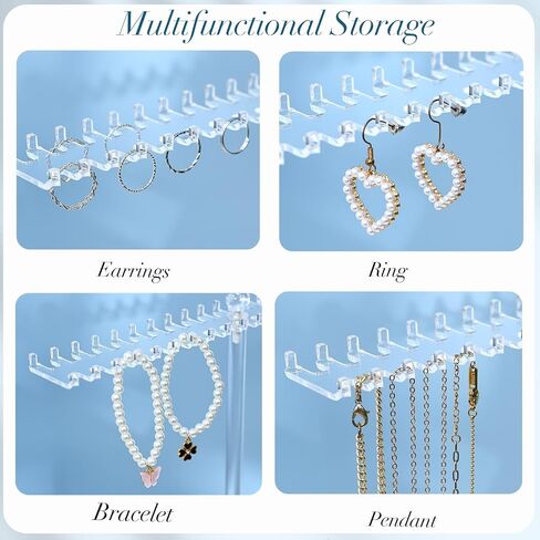 OAOLEER Acrylic Necklace Organizer， Clear Necklace Holder Stand， Jewelry Organizer Display Hanger Rack with Bilateral Hooks for Necklaces Pendant Bracelets Ring in Saudi Arabia