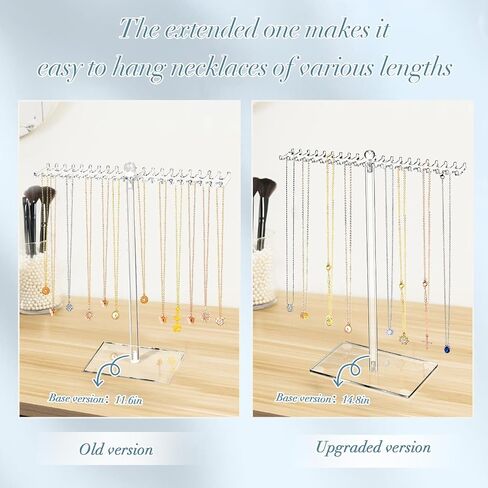 OAOLEER Acrylic Necklace Organizer， Clear Necklace Holder Stand， Jewelry Organizer Display Hanger Rack with Bilateral Hooks for Necklaces Pendant Bracelets Ring in Saudi Arabia