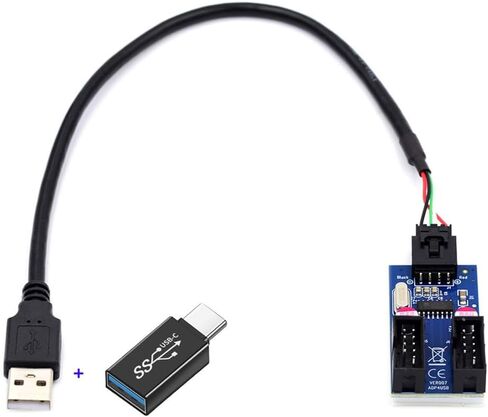 xiwai USB 3.1 Type-E Front Panel Header to 4pin IDC Housing USB Type-A Male 1 to 2 Female Motherboard 9pin Header HUB Adapter Port Multiplier in Kuwait