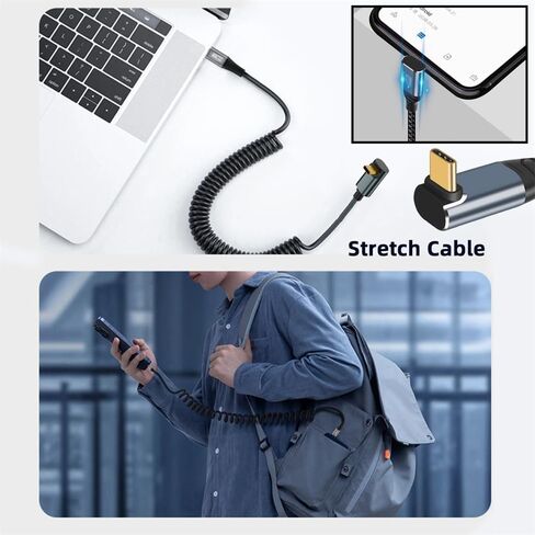 سلك تمديد xiwai USB4 من النوع C ذكر إلى أنثى، كابل بيانات شاحن USB-C ملفوف للوحة المفاتيح 20 جيجابت في الثانية 100 وات 8K للكمبيوتر المحمول اللوحي in Kuwait