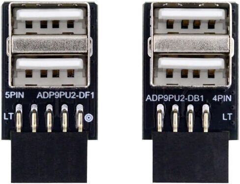 xiwai 2pcs 9Pin/10Pin Motherboard Female Header to Dual USB 2.0 Female Adapter Vertical Type in Kuwait