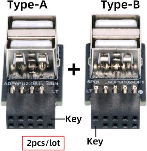 Xiwai 2 قطعة/الوحدة 9Pin 10Pin رأس اللوحة الأم الداخلية إلى المزدوج USB 2.0 أنثى محول محول النوع الأفقي عالية السرعة 480 ميجابت في الثانية لأجهزة الكمبيوتر المحمولة والأجهزة اللوحية in Saudi Arabia