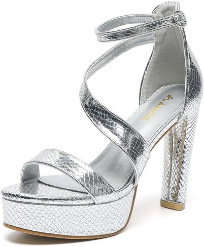 Amoji Women's Block Heels 4 Inch Platform Ankle Strap Lady Heeled Sandals FZ325 in Saudi Arabia