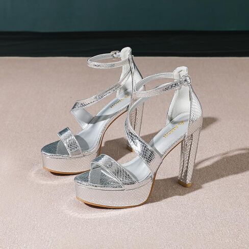 Amoji Women's Block Heels 4 Inch Platform Ankle Strap Lady Heeled Sandals FZ325 in Saudi Arabia