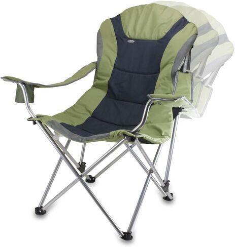 PICNIC TIME NCAA Reclining Camp Chair, One Size, Black with Gray Accents in Saudi Arabia