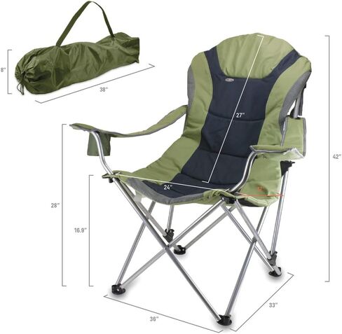 PICNIC TIME NCAA Reclining Camp Chair, One Size, Black with Gray Accents in Saudi Arabia