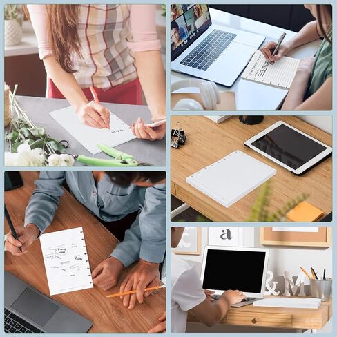 During Junior Size Discbound Refill Paper, 8-Disc Loose Leaf Refillable Lined Filler Paper A5 Discbound 100gsm Thick Planner Inserts,100 Sheets /200pages,5 Colors,5.8" x 8.2" in Kuwait