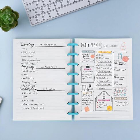 During Junior Size Discbound Refill Paper, 8-Disc Loose Leaf Refillable Lined Filler Paper A5 Discbound 100gsm Thick Planner Inserts,100 Sheets /200pages,5 Colors,5.8" x 8.2" in Kuwait