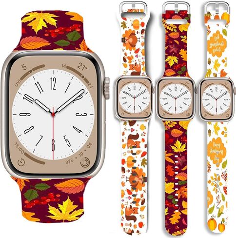 Christmas Fall Thanksgiving Band Compatible Apple Watch Winter Print Soft Strap 3 packs Women 38mm 40mm 41mm 42mm 44mm 45mm 49mm.Jullstar Holiday Seasonal Xmas Snowflake Elf Gnomes Santa Snowman Wristband in Saudi Arabia