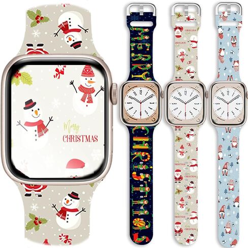 Christmas Fall Thanksgiving Band Compatible Apple Watch Winter Print Soft Strap 3 packs Women 38mm 40mm 41mm 42mm 44mm 45mm 49mm.Jullstar Holiday Seasonal Xmas Snowflake Elf Gnomes Santa Snowman Wristband in Saudi Arabia