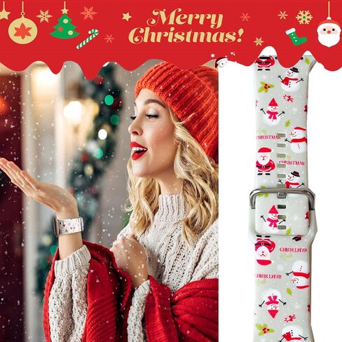 Christmas Fall Thanksgiving Band Compatible Apple Watch Winter Print Soft Strap 3 packs Women 38mm 40mm 41mm 42mm 44mm 45mm 49mm.Jullstar Holiday Seasonal Xmas Snowflake Elf Gnomes Santa Snowman Wristband in Saudi Arabia