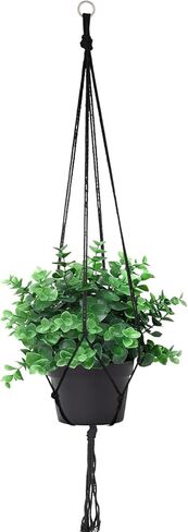 Black Macrame Plant Hanger - Handwoven Cotton Rope Hanging Plant Holder - Hanging Planter Basket for Indoor Outdoor Boho Home Decor in Kuwait