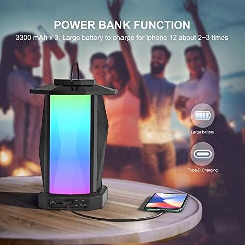 Ortizan Portable Bluetooth Speaker with Lights, 50W, Wireless, Loud, Subwoofer, Deep Bass, 24H Playtime, IPX5 Waterproof, Power Bank, USB, AUX, TF Card, EQ, Party Boost for Outdoors, Camping, Beach in Saudi Arabia