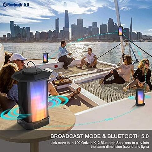 Ortizan Portable Bluetooth Speaker with Lights, 50W, Wireless, Loud, Subwoofer, Deep Bass, 24H Playtime, IPX5 Waterproof, Power Bank, USB, AUX, TF Card, EQ, Party Boost for Outdoors, Camping, Beach in Saudi Arabia