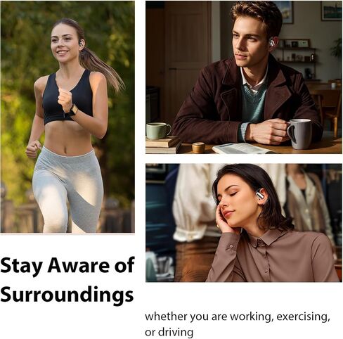 Open Ear Wireless Bluetooth Headphones, Pain-Free Air Conduction Ear Buds with LED Digital Display Charging Case, Sweat Resistant for Running, Safe Driving, and Extended Daily Use in Saudi Arabia