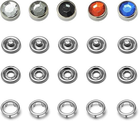 HeKimLee 50 Sets Snap Fastener Kit, 16L/10mm Classic Pearl Prong Ring Snaps for Western Shirt Clothes Popper Studs with Clear Storage Box (5 Color x 10 Sets), HKL-0010 in Saudi Arabia