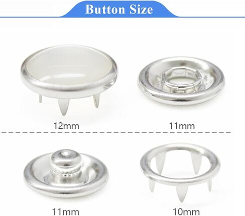 HeKimLee 50 Sets Snap Fastener Kit, 16L/10mm Classic Pearl Prong Ring Snaps for Western Shirt Clothes Popper Studs with Clear Storage Box (5 Color x 10 Sets), HKL-0010 in Saudi Arabia