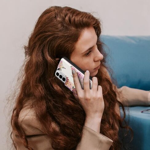 حافظة محفظة UEEBAI لهاتف سامسونج جالاكسي S21 5G مع حامل بطاقات، غطاء جلد بولي يوريثان بمسند RFID ومشبك مغناطيسي مزدوج حافظة قلابة مقاومة للصدمات على شكل زهرة ريليفو للنساء والفتيات - شجرة الكرمة in Saudi Arabia