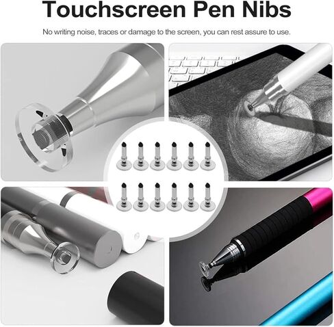 12 Pieces Universal Replacement Disc Tip Stylus Pen Tips Round Transparent Disc Tip for Touch Screen Tablet Phone Replacement Disc Tips for Stylus Pens, Pen with Stylus Tip, Styluses in Saudi Arabia