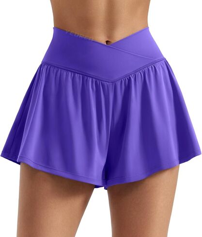 YEOREO Women Flowy Athletic Shorts 3.6" Workout Tennis Skorts Golf Skirts with Pocket for Running Gym in Kuwait