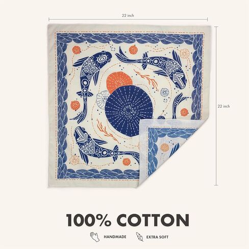The Good Luck Angler's Bandana, 100% Cotton, Fisherman gift handkerchief, for men and women (navy blue) in Saudi Arabia