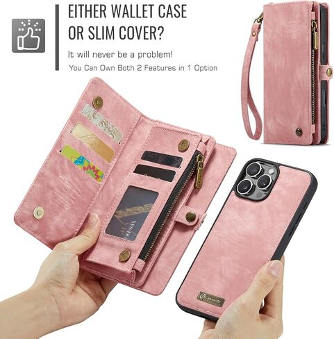 حافظة محفظة Kowauri لهاتف iPhone 16 Pro Max، محفظة جلدية قابلة للطي بسحاب مع حامل بطاقة وحزام معصم قابل للفصل حافظة خلفية واقية مضادة للصدمات لهاتف iPhone 16 Pro Max 6.9 بوصة (أسود) in Kuwait