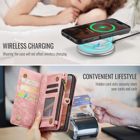 حافظة محفظة Kowauri لهاتف iPhone 16 Pro Max، محفظة جلدية قابلة للطي بسحاب مع حامل بطاقة وحزام معصم قابل للفصل حافظة خلفية واقية مضادة للصدمات لهاتف iPhone 16 Pro Max 6.9 بوصة (أسود) in Kuwait