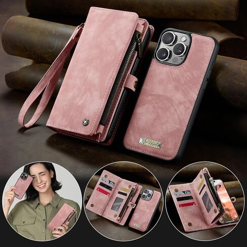 حافظة محفظة Kowauri لهاتف iPhone 16 Pro Max، محفظة جلدية قابلة للطي بسحاب مع حامل بطاقة وحزام معصم قابل للفصل حافظة خلفية واقية مضادة للصدمات لهاتف iPhone 16 Pro Max 6.9 بوصة (أسود) in Kuwait