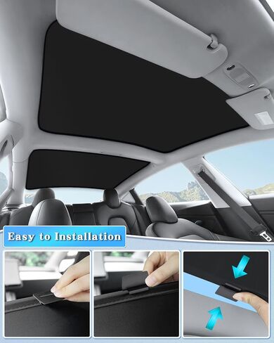 2024 Refreshed Model 3 Roof Sunshades, 2 in 1 Ice Crystal Sunshades for 2024 Tesla Model 3 Glass Roof Sunshades with Triangular Sunshades UV/Sun Protection Heat Insulation in Saudi Arabia