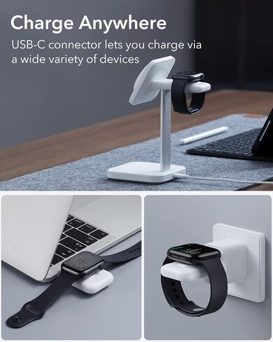 قاعدة شحن ESR 2 في 1 لأجهزة Apple، حامل شاحن MagSafe لأجهزة iPhone [معتمد]، محطة شحن Magsafe لأجهزة متعددة iPhone 15/14/13/12، وساعة Apple، وAirPods، أسود in Saudi Arabia