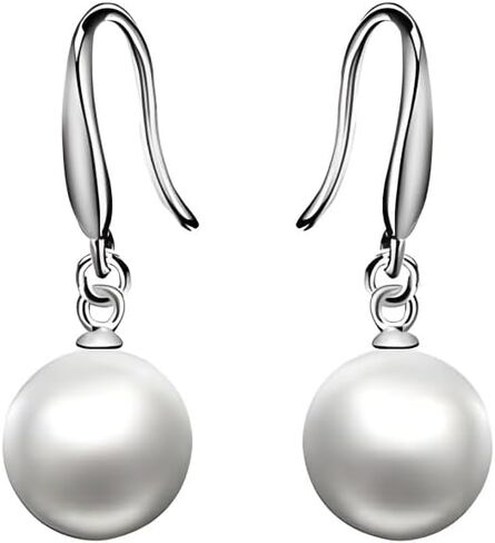 Statement Pearl Sparkling Earrings for Women, 925 Sterling Silver Dangle Star Earrings, Trendy Cubic Zirconia Drop Earrings for Wedding Jewelry Christmas Valentine's Day Mother's Day in Saudi Arabia
