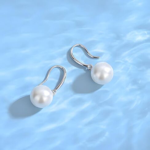 Statement Pearl Sparkling Earrings for Women, 925 Sterling Silver Dangle Star Earrings, Trendy Cubic Zirconia Drop Earrings for Wedding Jewelry Christmas Valentine's Day Mother's Day in Saudi Arabia