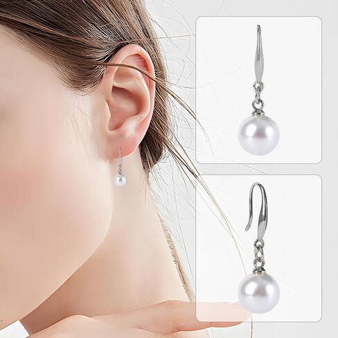 Statement Pearl Sparkling Earrings for Women, 925 Sterling Silver Dangle Star Earrings, Trendy Cubic Zirconia Drop Earrings for Wedding Jewelry Christmas Valentine's Day Mother's Day in Saudi Arabia