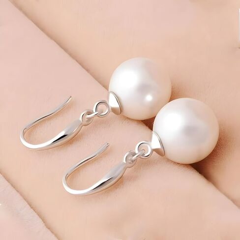 Statement Pearl Sparkling Earrings for Women, 925 Sterling Silver Dangle Star Earrings, Trendy Cubic Zirconia Drop Earrings for Wedding Jewelry Christmas Valentine's Day Mother's Day in Saudi Arabia