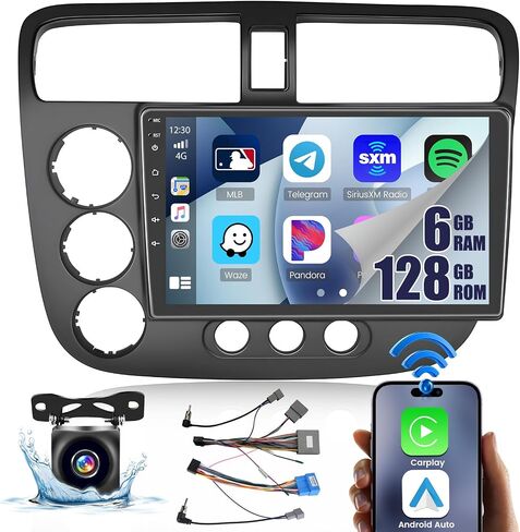 لسيارة Honda Civic 2001-2005 Android 13 Car StereoWireless Apple Carplay، 8 Core 4+64GB 9 بوصة IPS تعمل باللمس Android Auto Radio مع 59 سمة تخصيص التطبيقات ودعم نظام تحديد المواقع العالمي (GPS) in Saudi Arabia