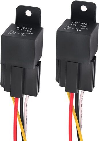 Cotonlake12V 40A Car Relay with Harness Sockets, 5 Pin SPDT Relay with Color-Labeled Wires for Automotive Truck Van Motorcycle Boat， Replaces Type: JD-1914(1pcs) Waterproof Relay Socket in Saudi Arabia