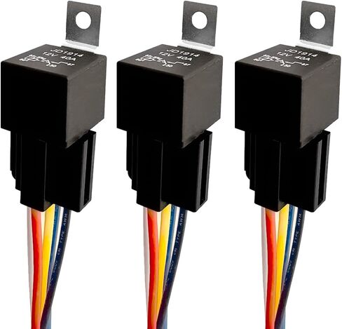 Cotonlake12V 40A Car Relay with Harness Sockets, 5 Pin SPDT Relay with Color-Labeled Wires for Automotive Truck Van Motorcycle Boat， Replaces Type: JD-1914(1pcs) Waterproof Relay Socket in Saudi Arabia