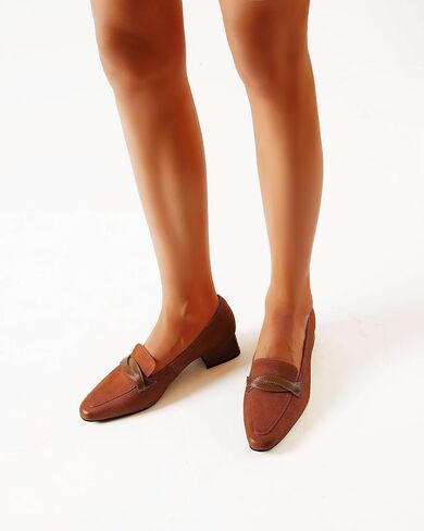 FEMSTEP Women's Loafer Square Toe Slip On Casual Office Matte Leather Chunky Low Heel Formal Shoes 1.5 Inch in Saudi Arabia
