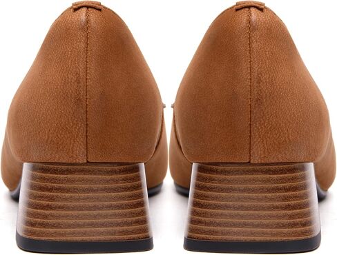 FEMSTEP Women's Loafer Square Toe Slip On Casual Office Matte Leather Chunky Low Heel Formal Shoes 1.5 Inch in Saudi Arabia
